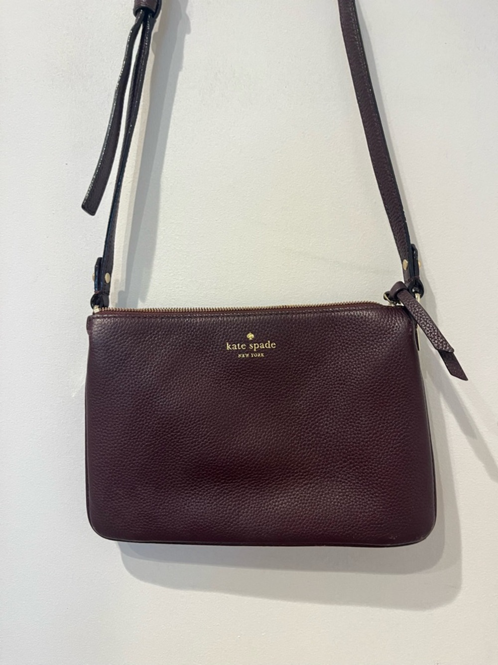 kate spade Pebbled Leather Crossbody Bag in Burgundy